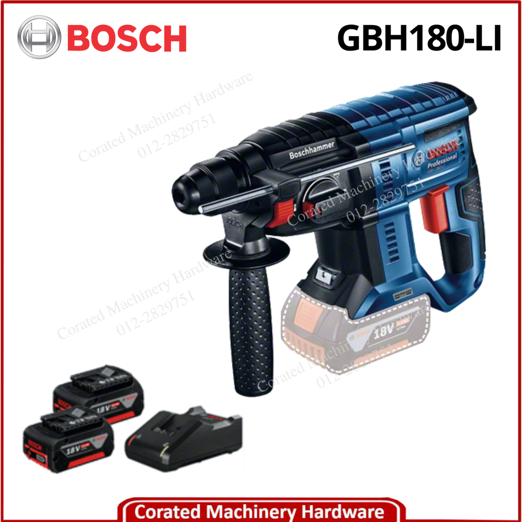BOSCH GBH180-LI 18V CORDLESS ROTARY HAMMER-3 MODE (EC) C/W 2PC 4.0AH BATTERY &amp; 1PC GAL18V-40 CHARGER + 1PC DUST CUP ATTACHMENT
