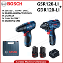 BOSCH 12V CORDLESS DRILL + IMPACT DRIVER GSR120-LI + GDR120-LI