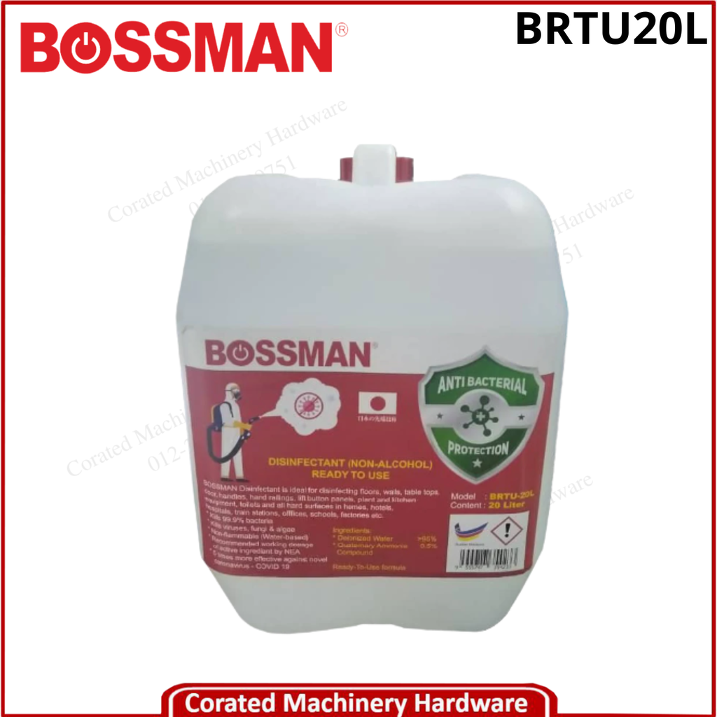 BOSSMAN BRTU20L 20 LITRE DISINFECTANT (NO-ALCOHOL)