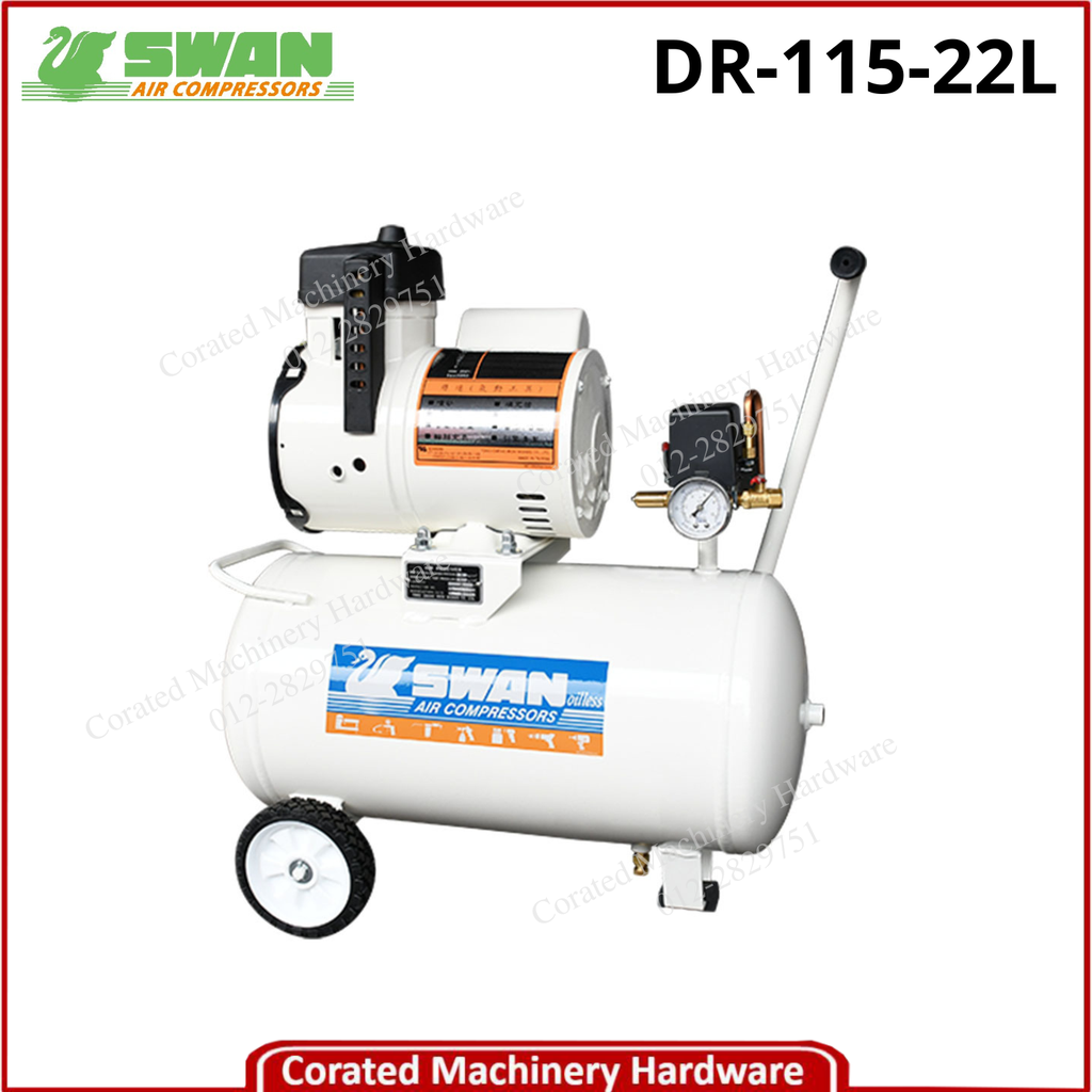SWAN DR-115-12L OIL LESS AIR COMPRESSOR C/W MOTOR